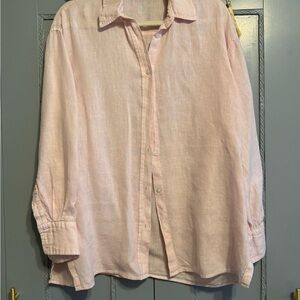 Zara Pink Linen Button-Up Shirt